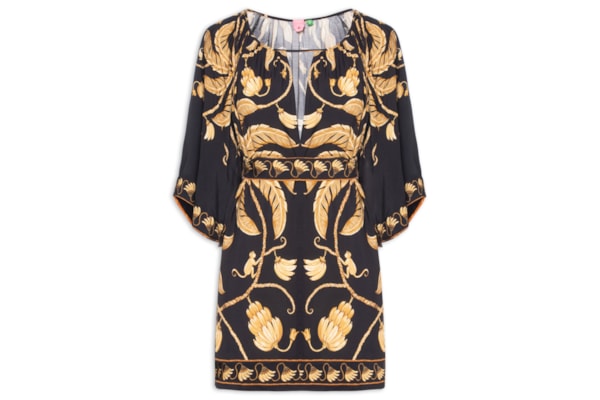 Vestido Curto Ourinho Tropical - Preto