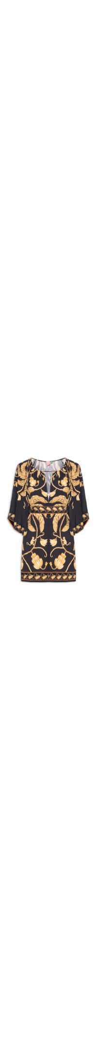 Vestido Curto Ourinho Tropical - Preto