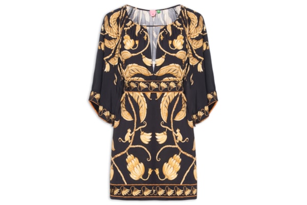 Vestido Curto Ourinho Tropical - Preto