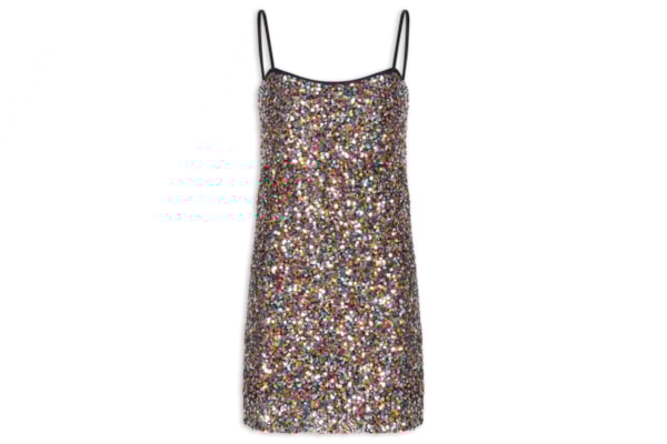 Vestido Curto Paetê Color - Preto