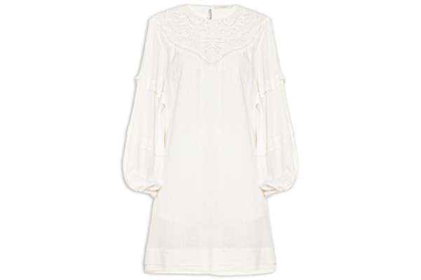 Vestido Curto Pala Bordado Ivy - Branco