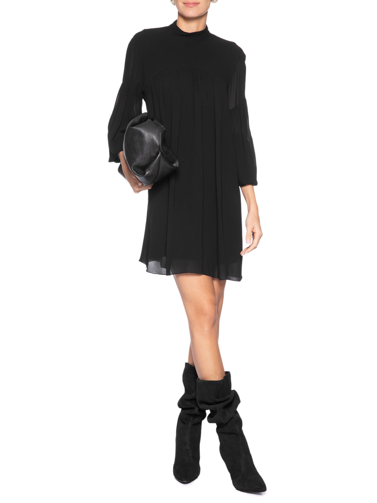 Vestido Curto Pala Liso – Preto Animale