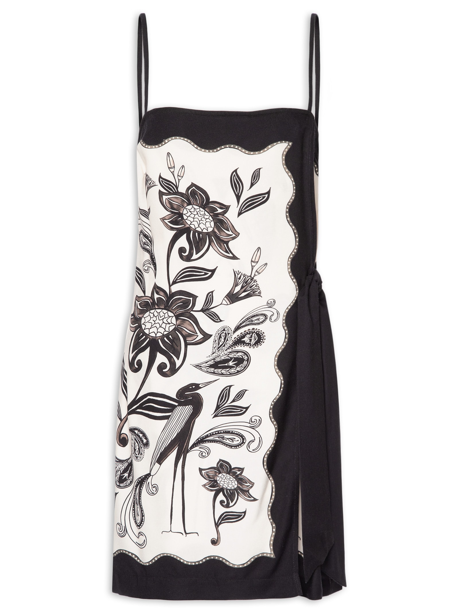 Vestido Curto Patch Tropical Preto Farm