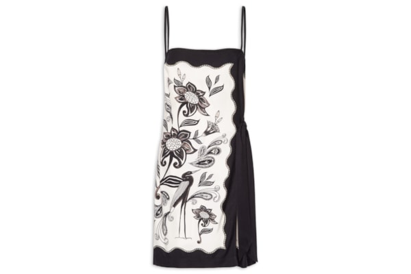 Vestido Curto Patch Tropical - Preto