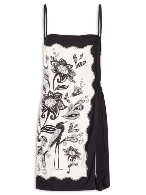 Vestido Curto Patch Tropical - Preto