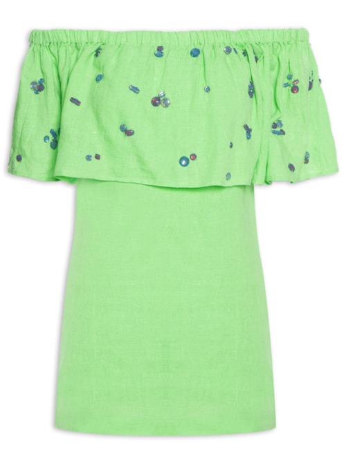 Vestido Curto Pedras Coloridas – Verde