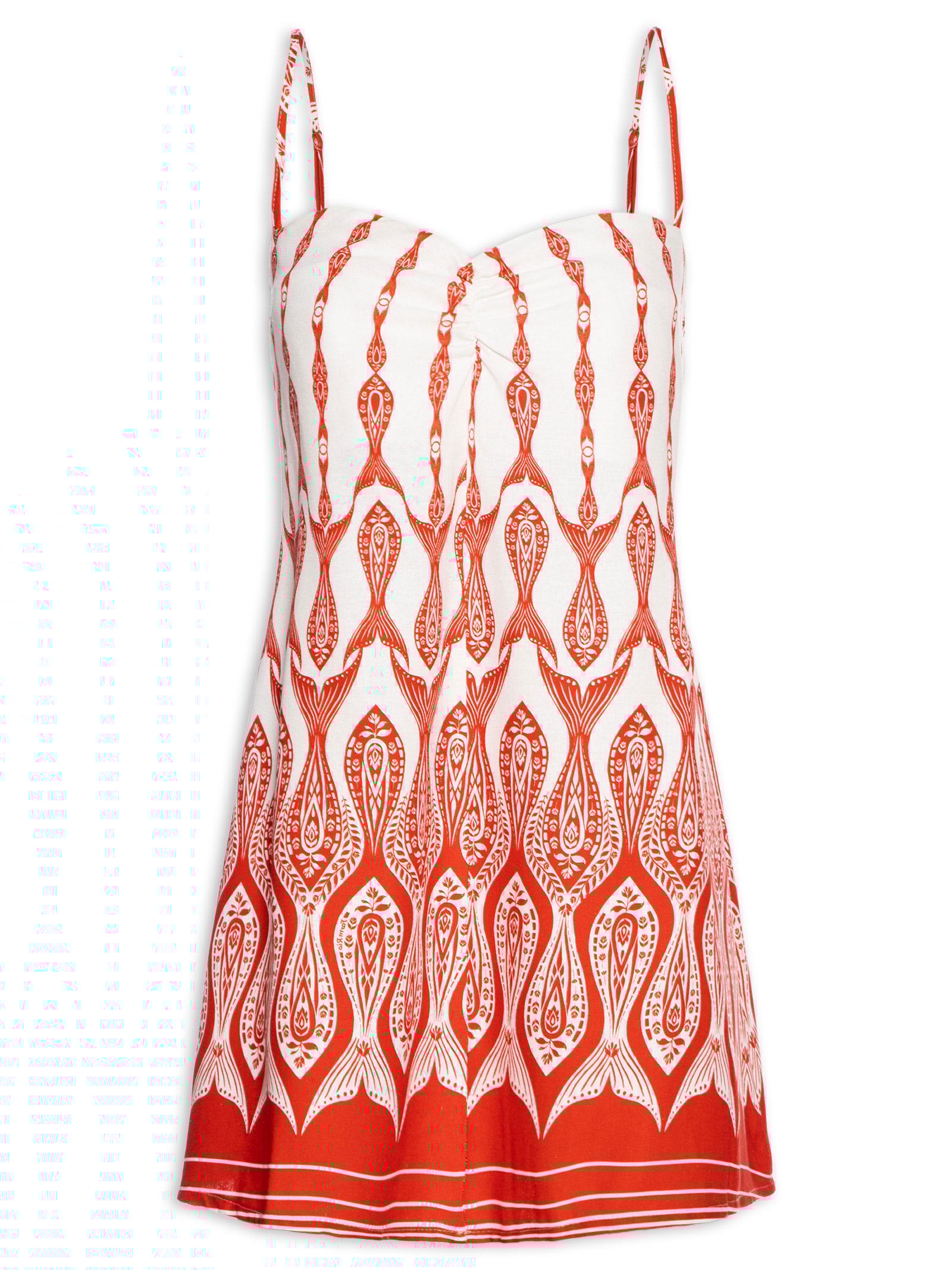 Vestido Curto Peixe Correnteza Vermelho Farm