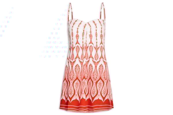 Vestido Curto Peixe Correnteza - Vermelho