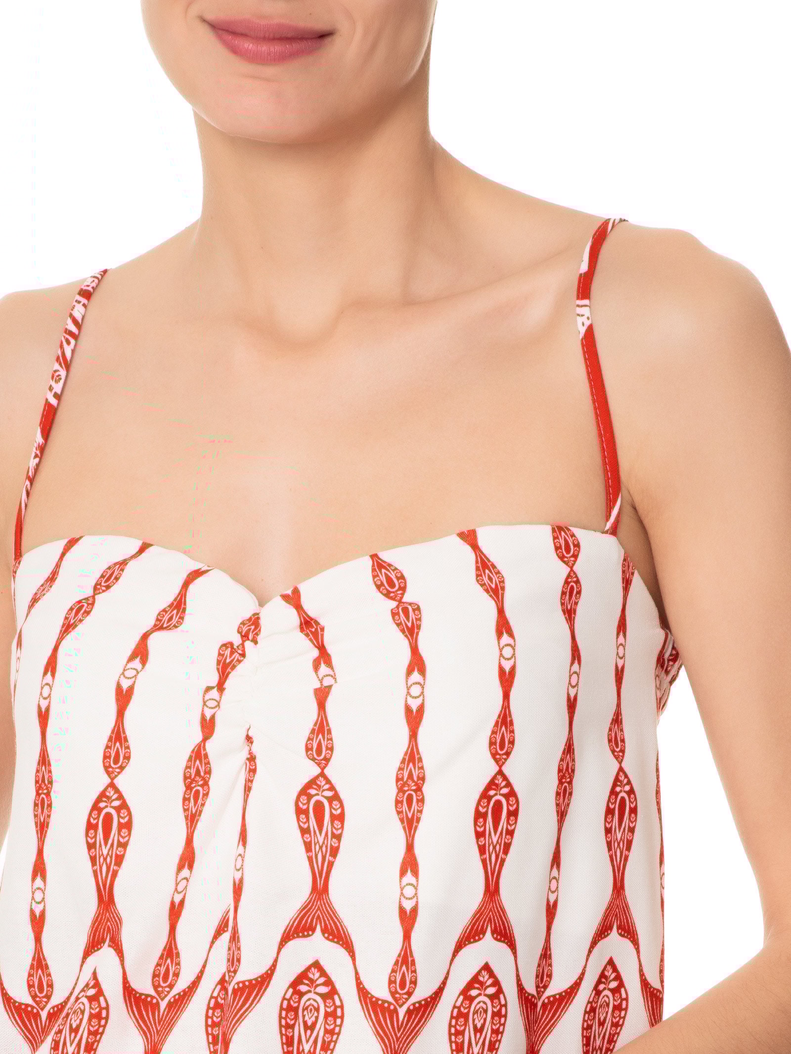 Farm Vestido Curto Peixe Correnteza Vermelho