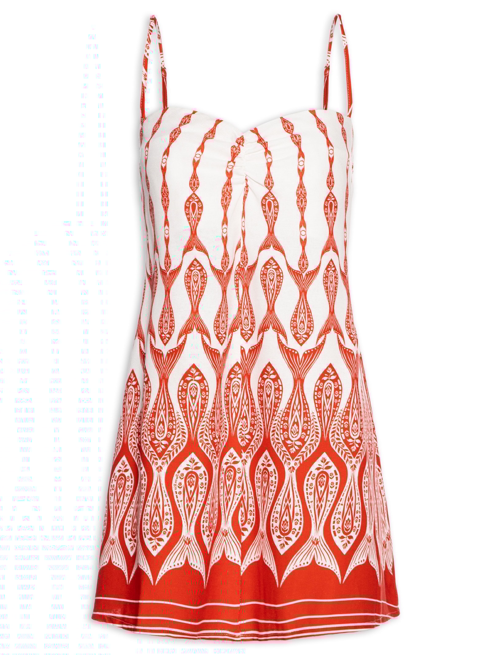 Vestido Curto Peixe Correnteza Vermelho Farm