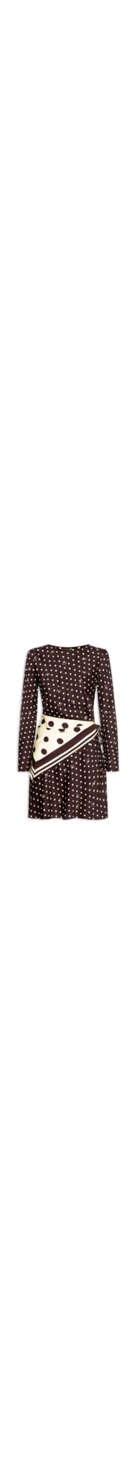 Vestido Curto Poá Lenço - Marrom