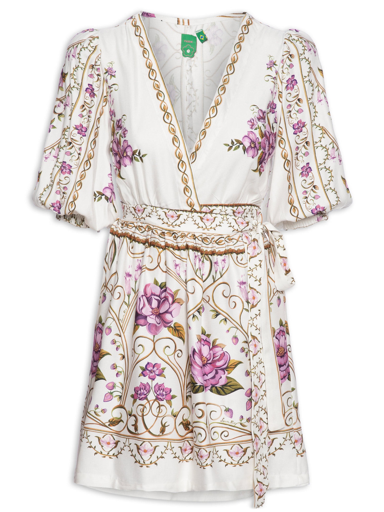  Vestido Curto Poesia de Flor Branco Farm