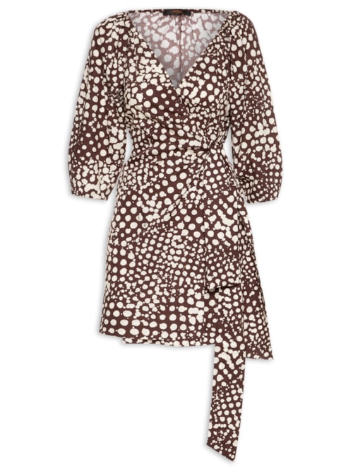 Vestido Curto Pois Vitral – Marrom