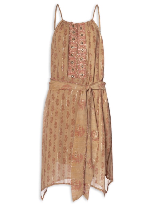 Vestido Curto Pontas Estampa Lírio - Rosa