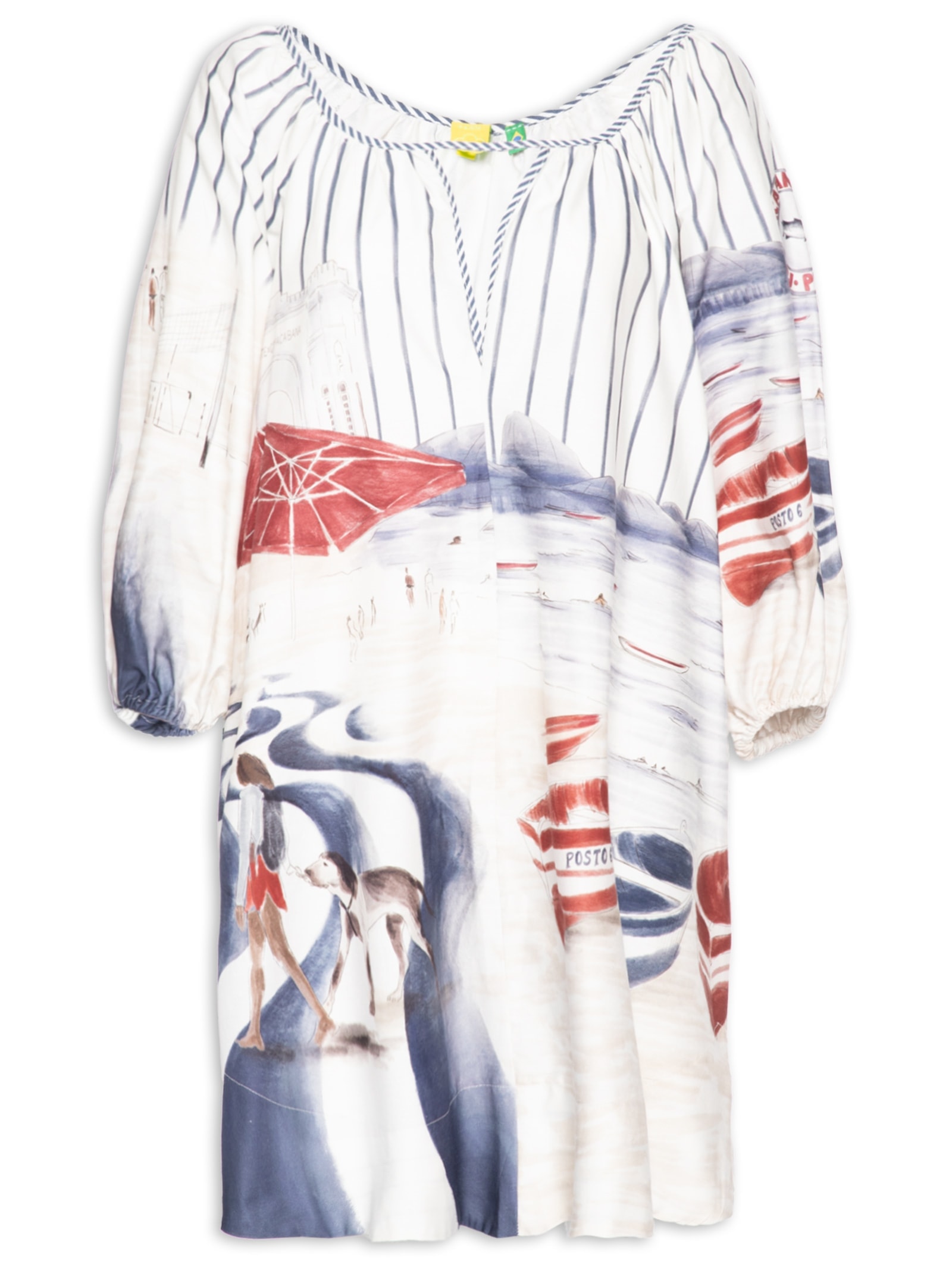 Vestido Curto Posto 6 Azul Farm
