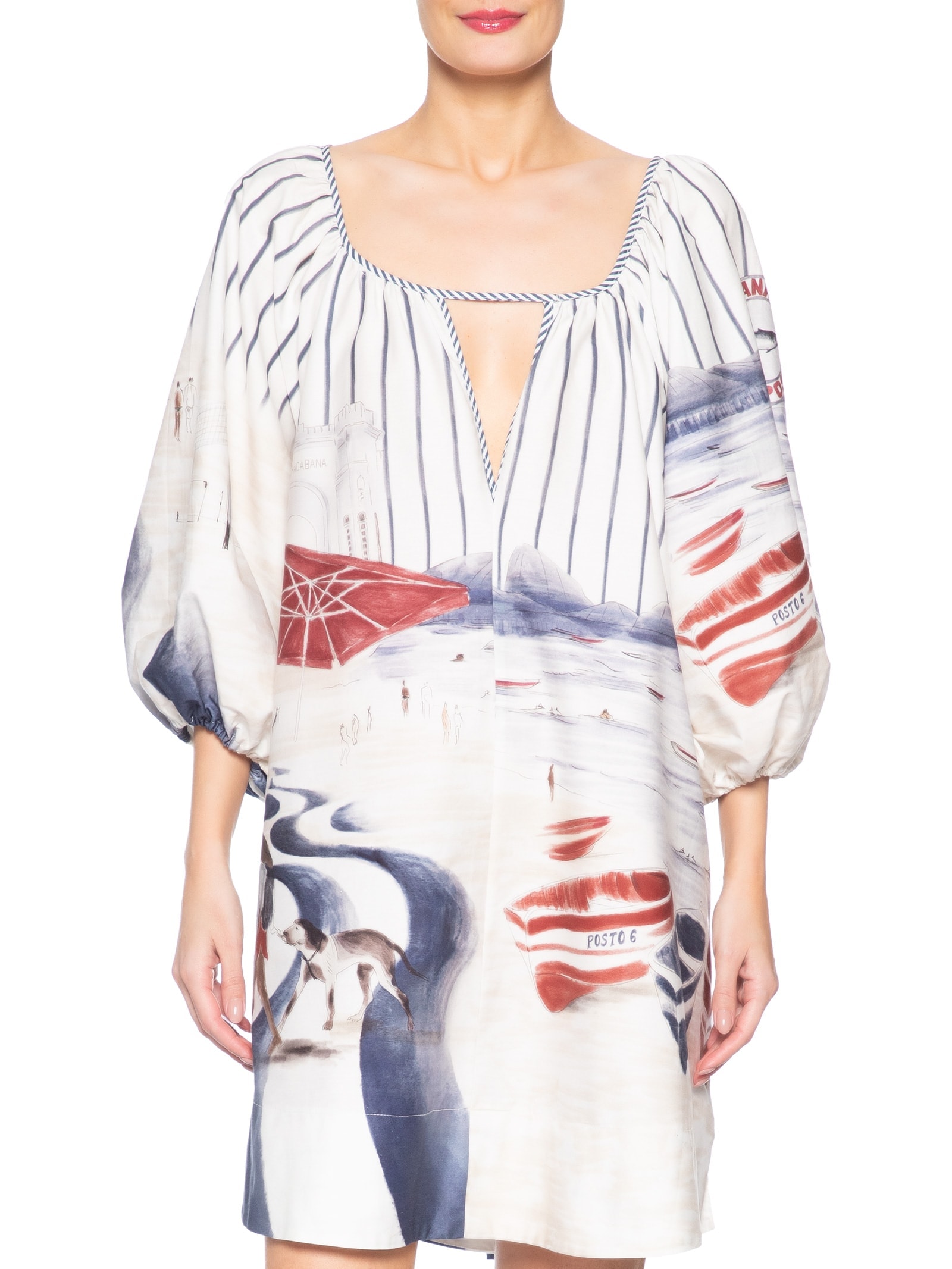 Vestido Curto Posto 6 Azul Farm