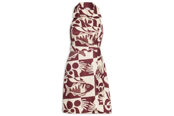 Vestido Curto Regata Cachecouer Estampado - Marrom