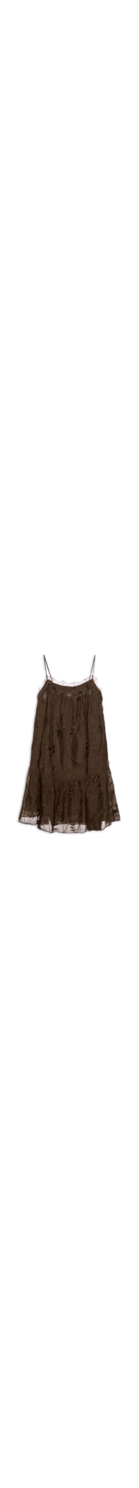 Vestido Curto Renda Bordada - Marrom