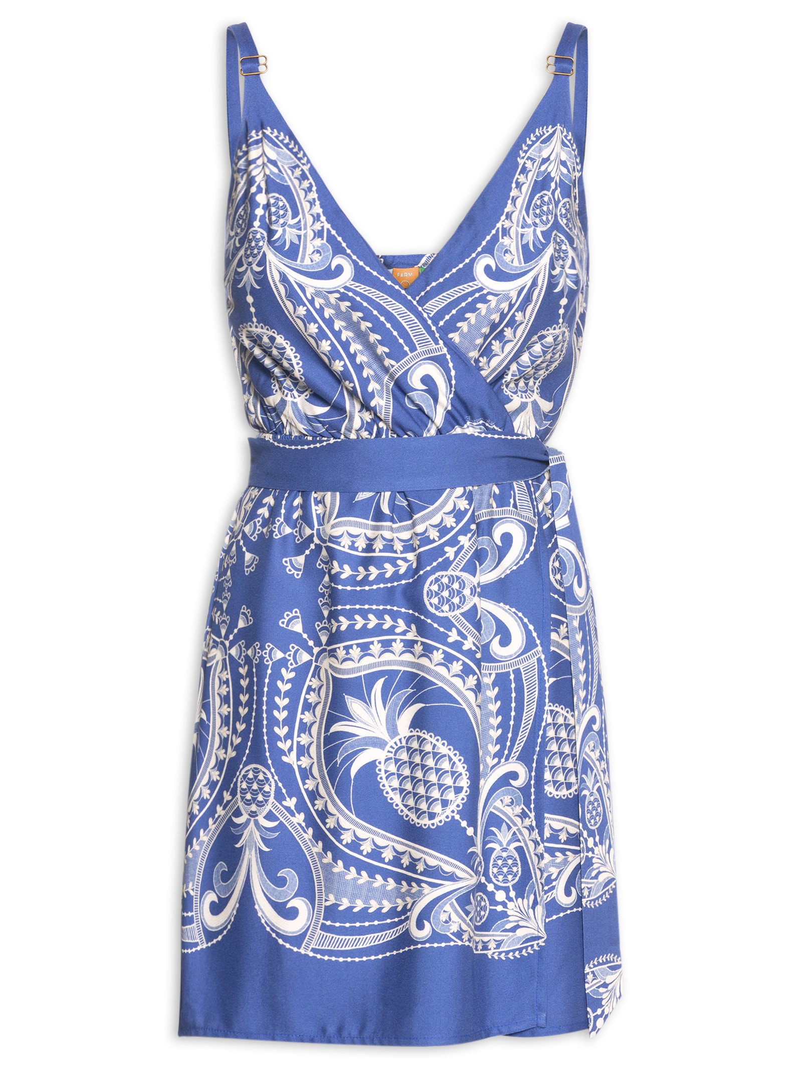 Vestido Curto Renda De Abacaxi Azul Farm