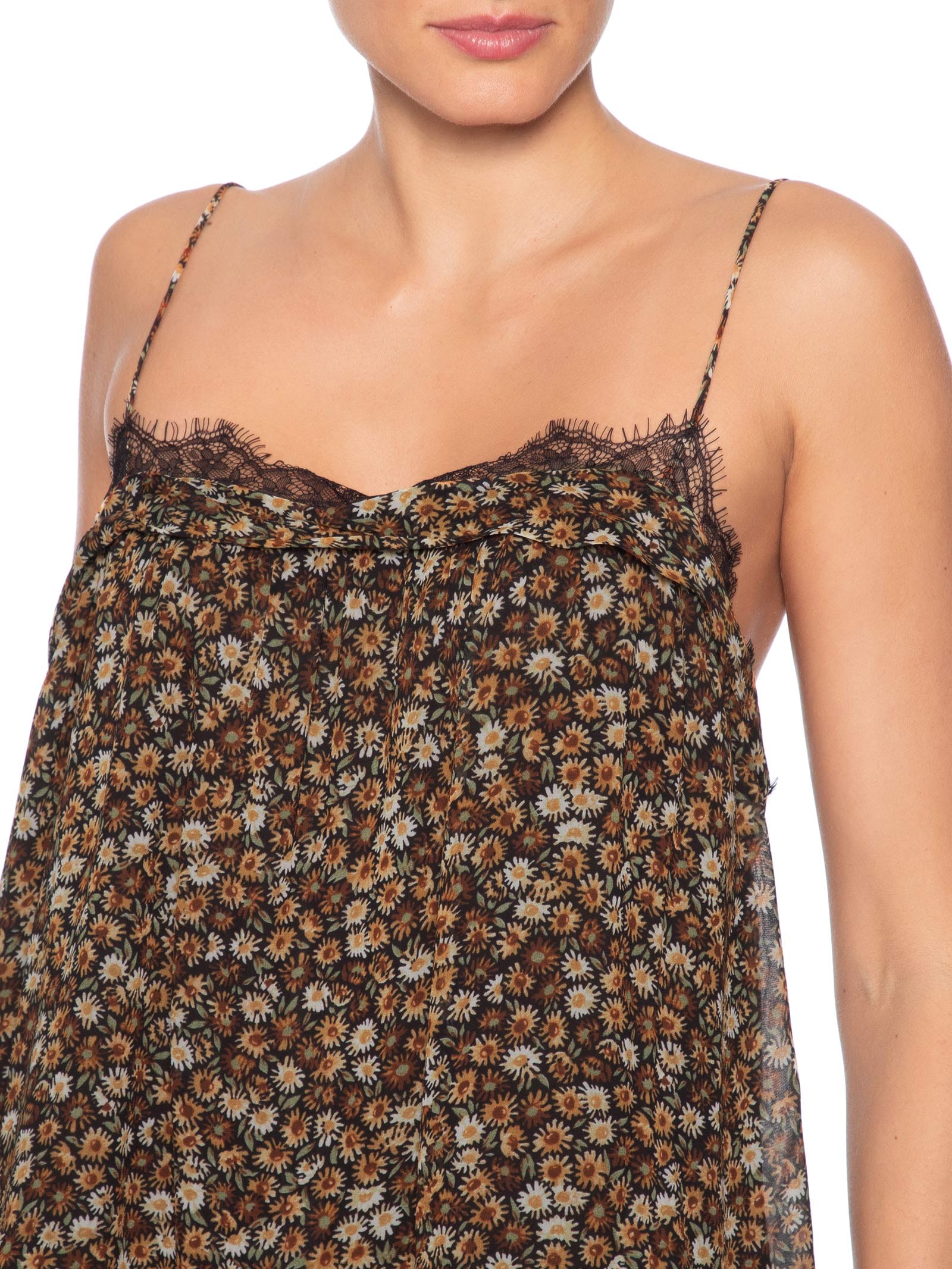 Vestido Curto Renda Liberty Seeds Marrom Animale