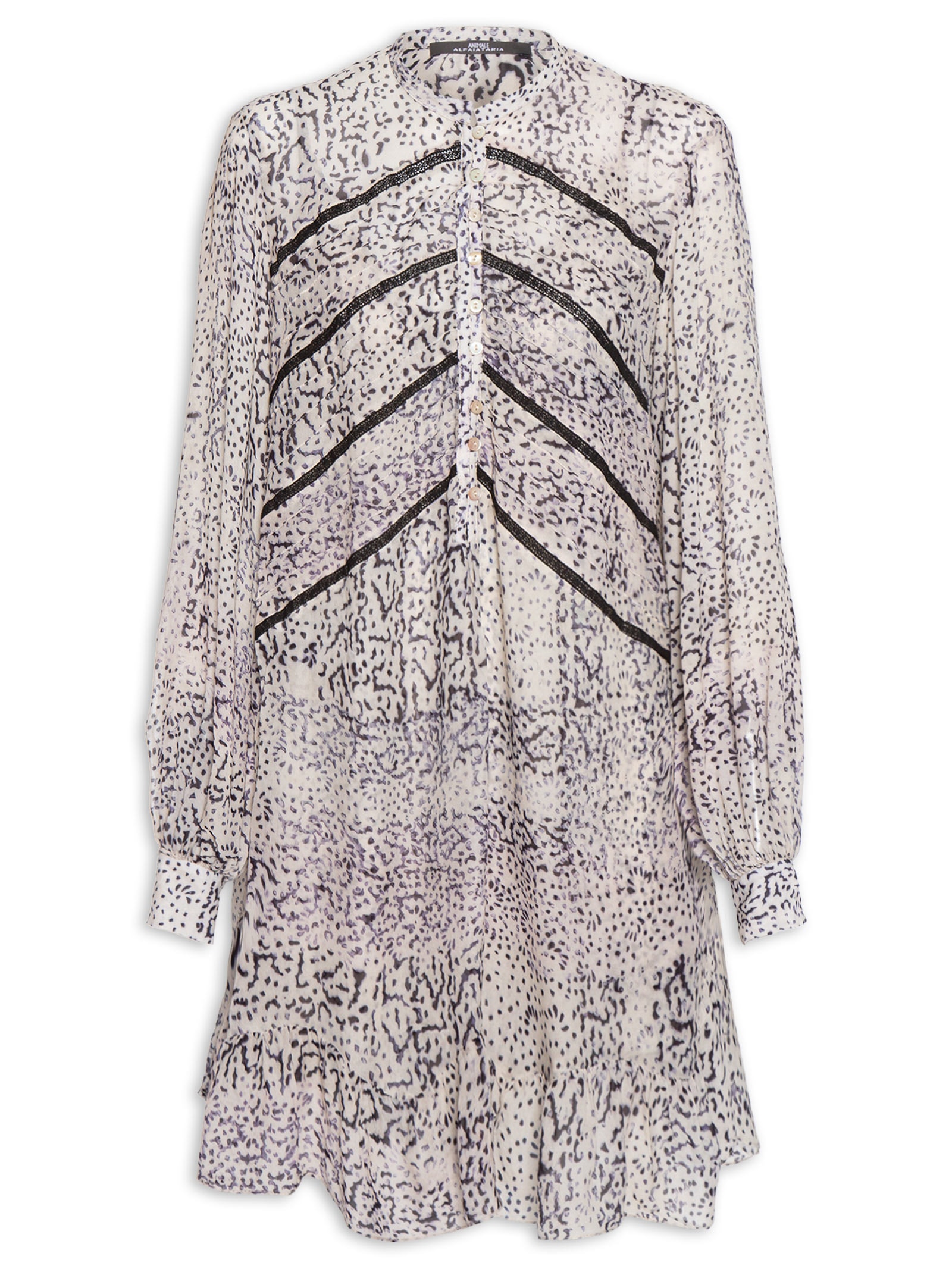 Vestido Curto Rendinhas Textura Tile Preto Animale