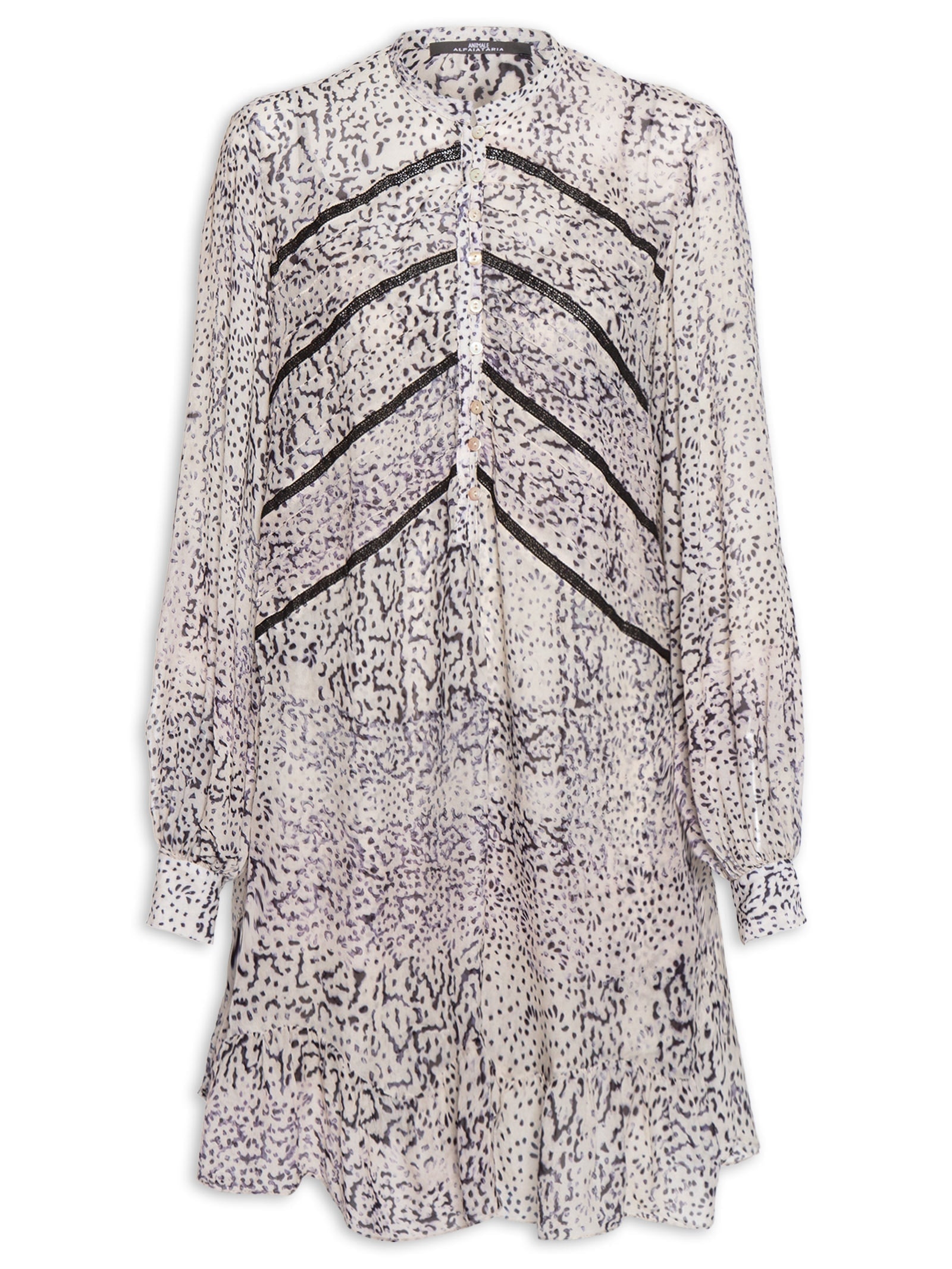 Vestido Curto Rendinhas Textura Tile Preto Animale