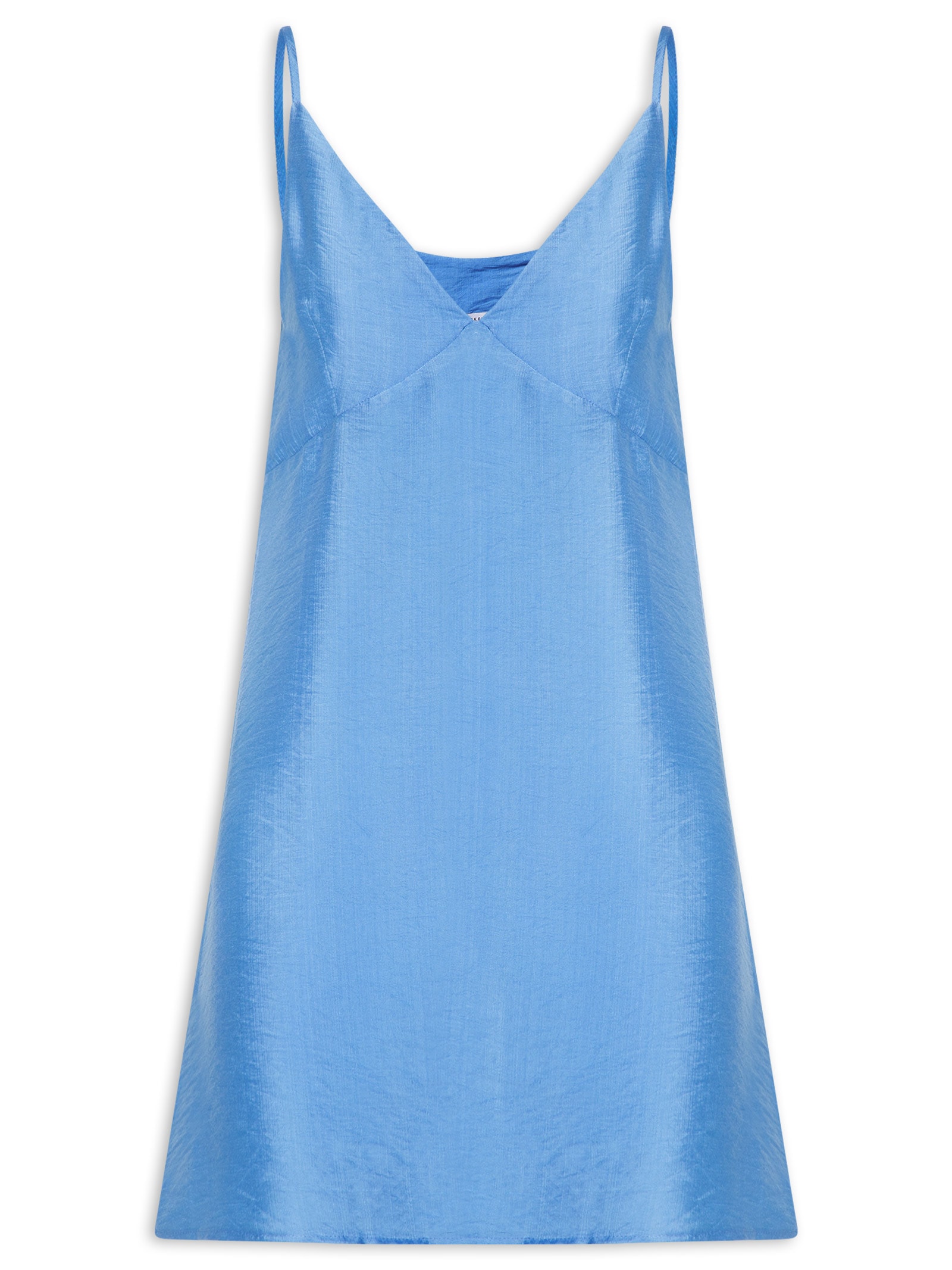 Vestido Curto Reto Decote em V Azul Market 33