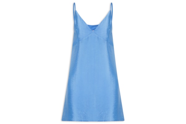 Vestido Curto Reto Decote em V - Azul