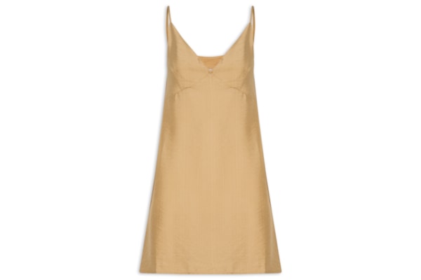 Vestido Curto Reto Decote em V - Marrom