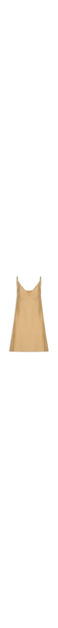 Vestido Curto Reto Decote em V - Marrom