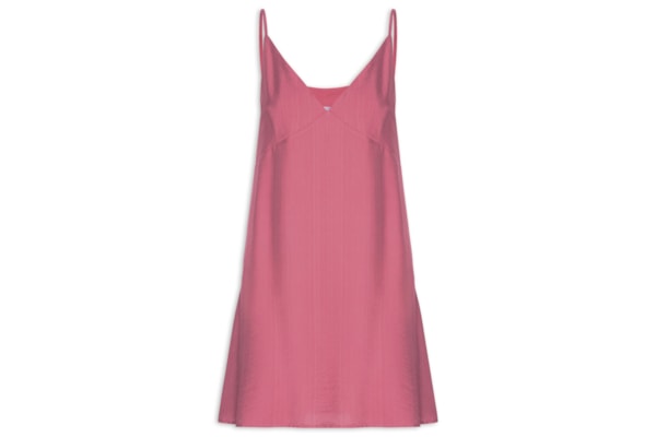 Vestido Curto Reto Decote em V - Rosa