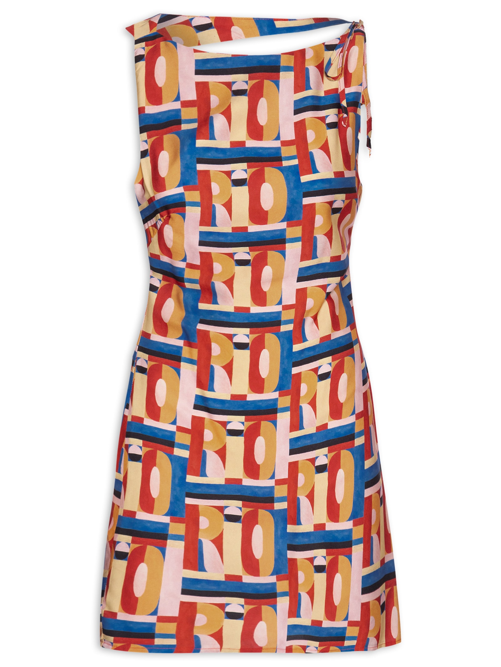 Vestido Curto Rio Gráfico Rosa Farm