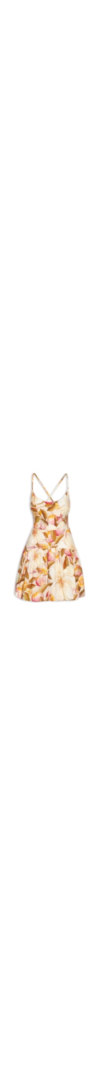 Vestido Curto Romance De Flor - Amarelo