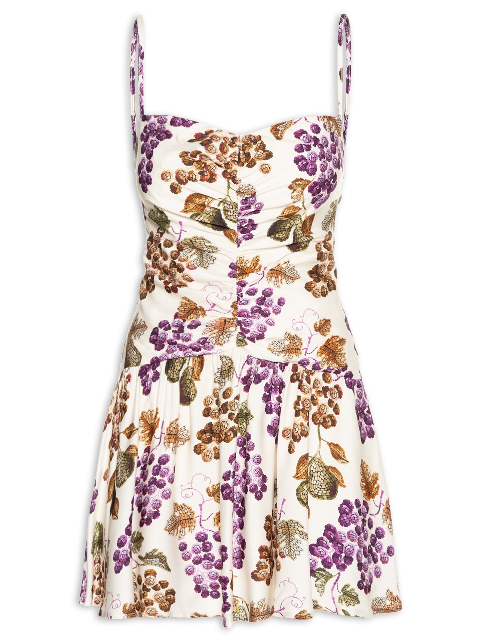 Vestido Curto Romance De Uva Off White Farm