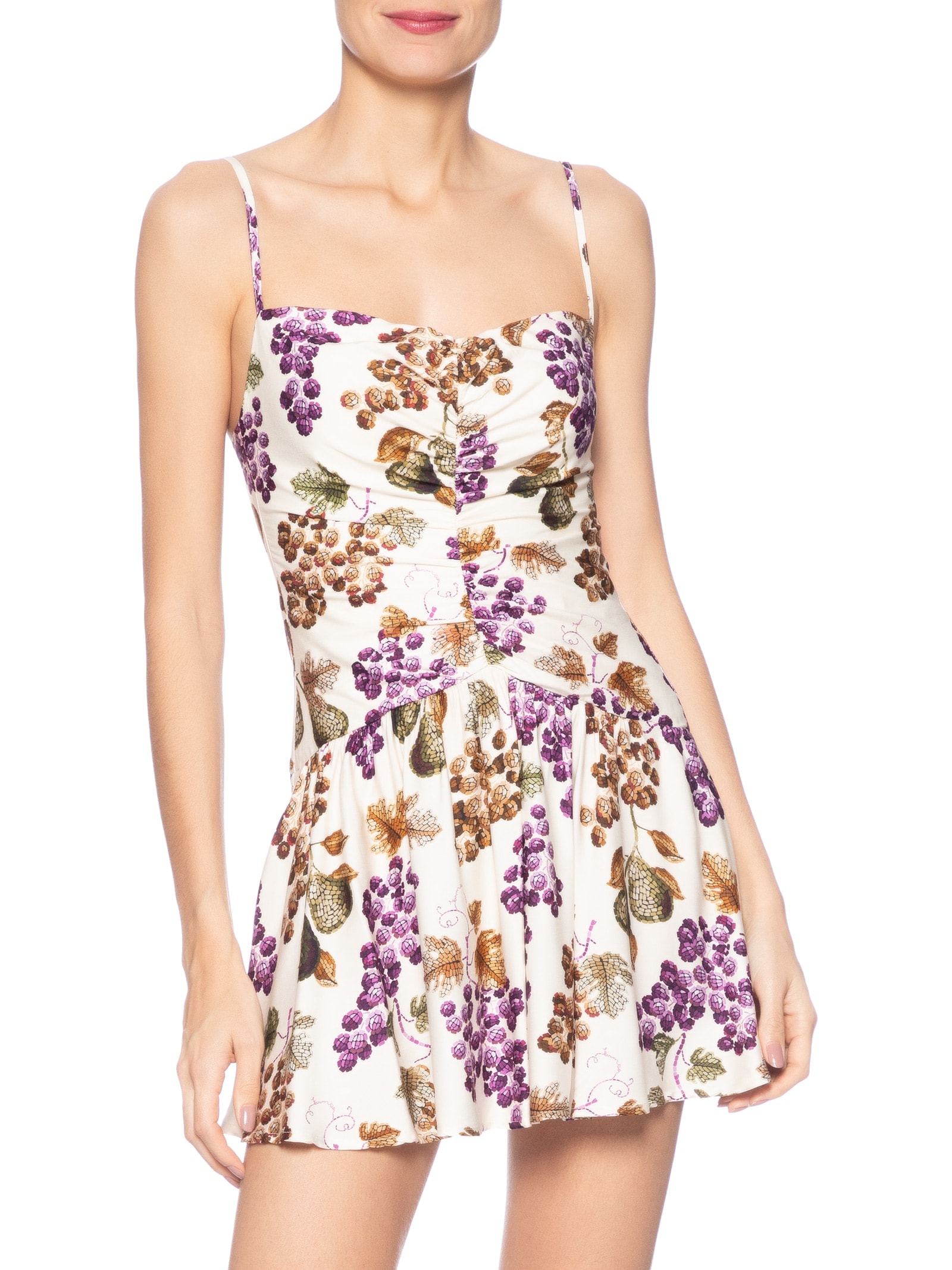 Vestido Curto Romance De Uva Off White Farm