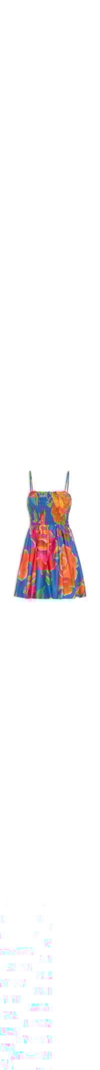 Vestido Curto Rosas Pintadas - Azul