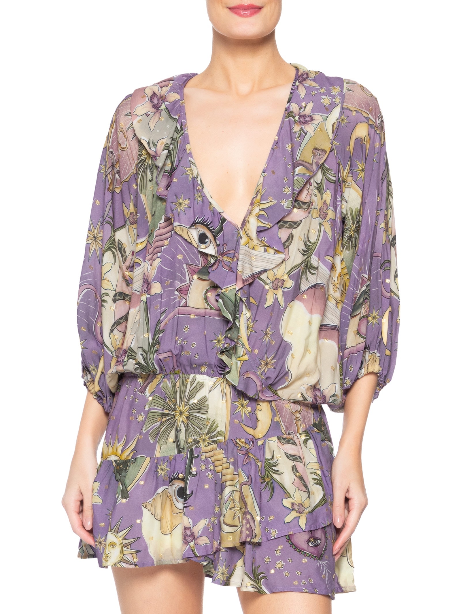 Vestido Curto Selva Mística Roxo Farm