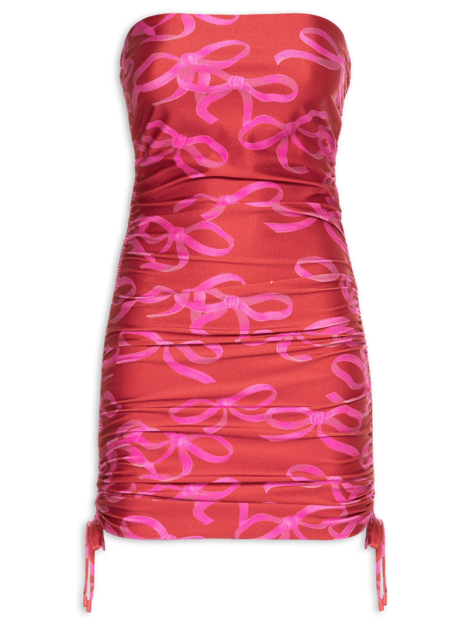 Vestido Curto Sem Alça Laços Vermelho Farm