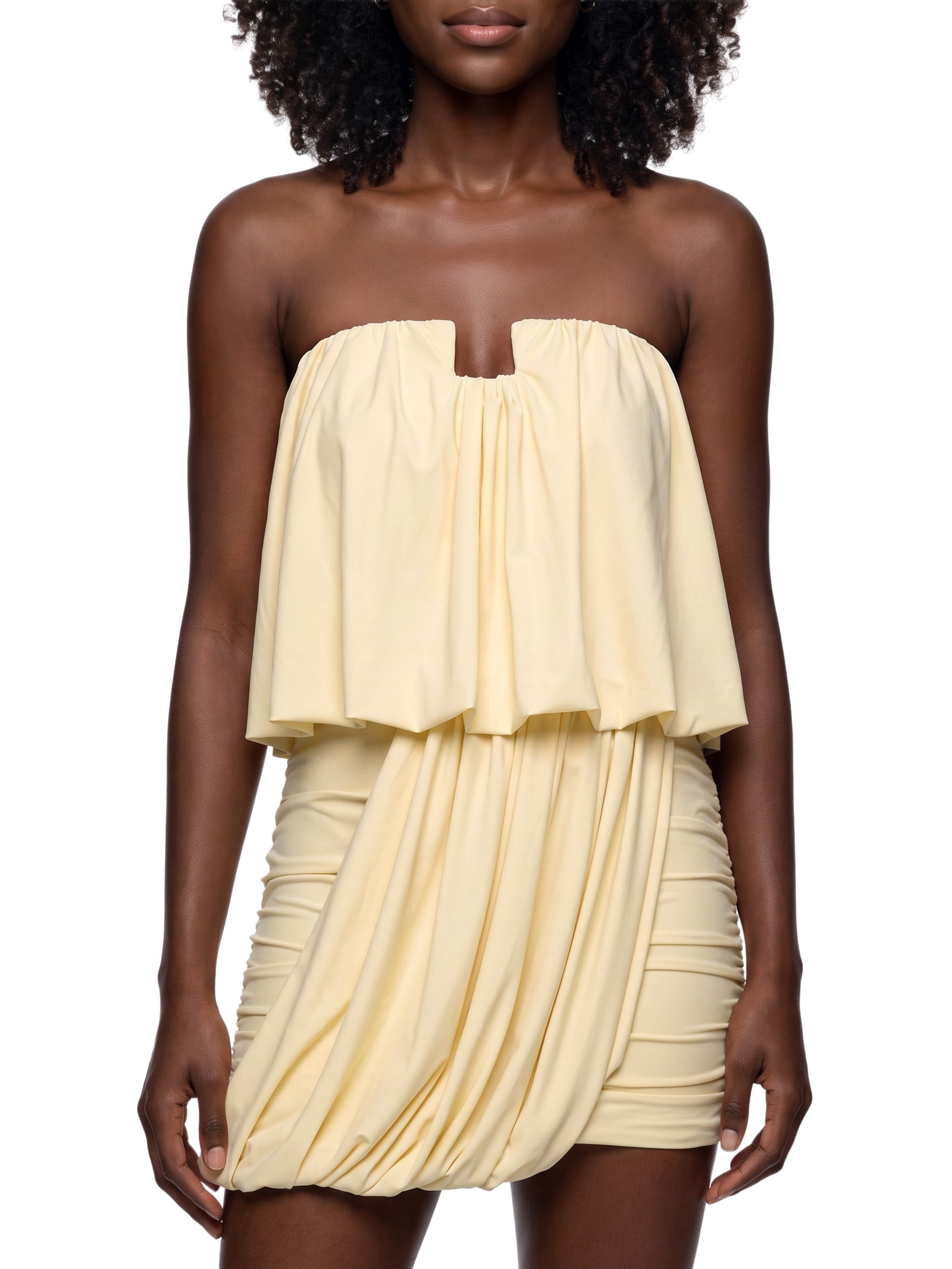 Vestido Curto Sem Alças Amarelo Lança Perfume