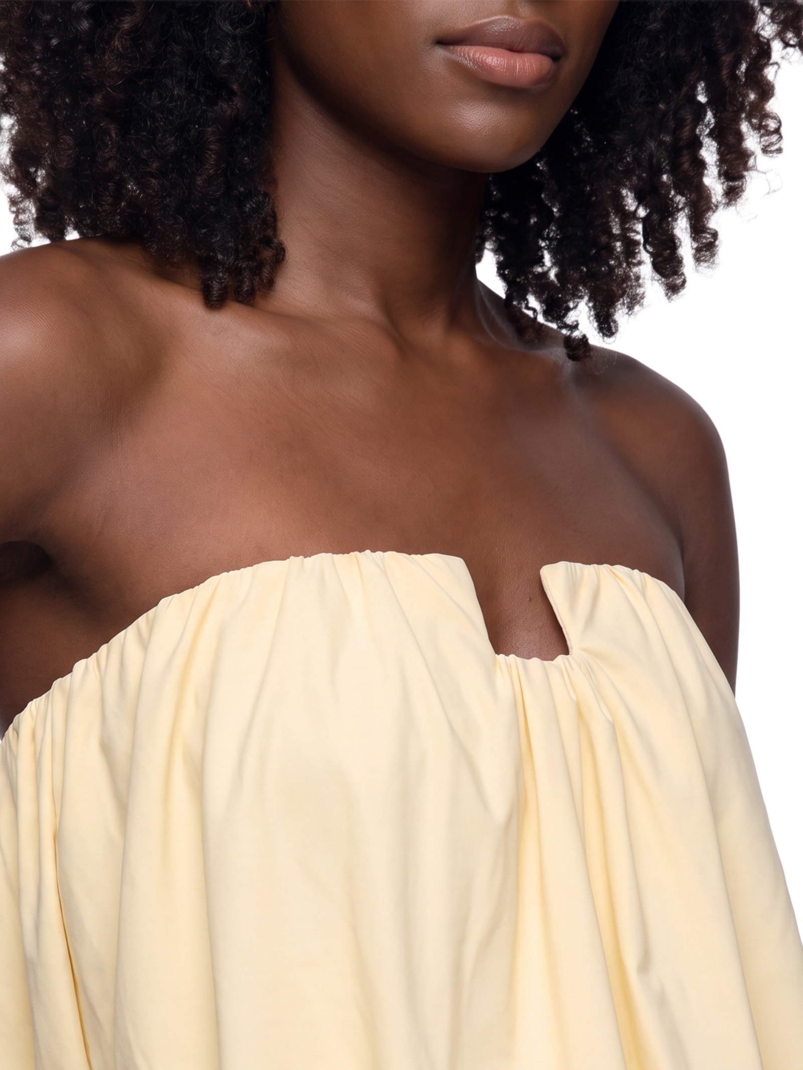 Vestido Curto Sem Alças Amarelo Lança Perfume