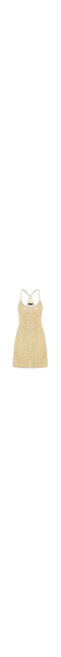 Vestido Curto Sem Manga Em Paetê - Dourado