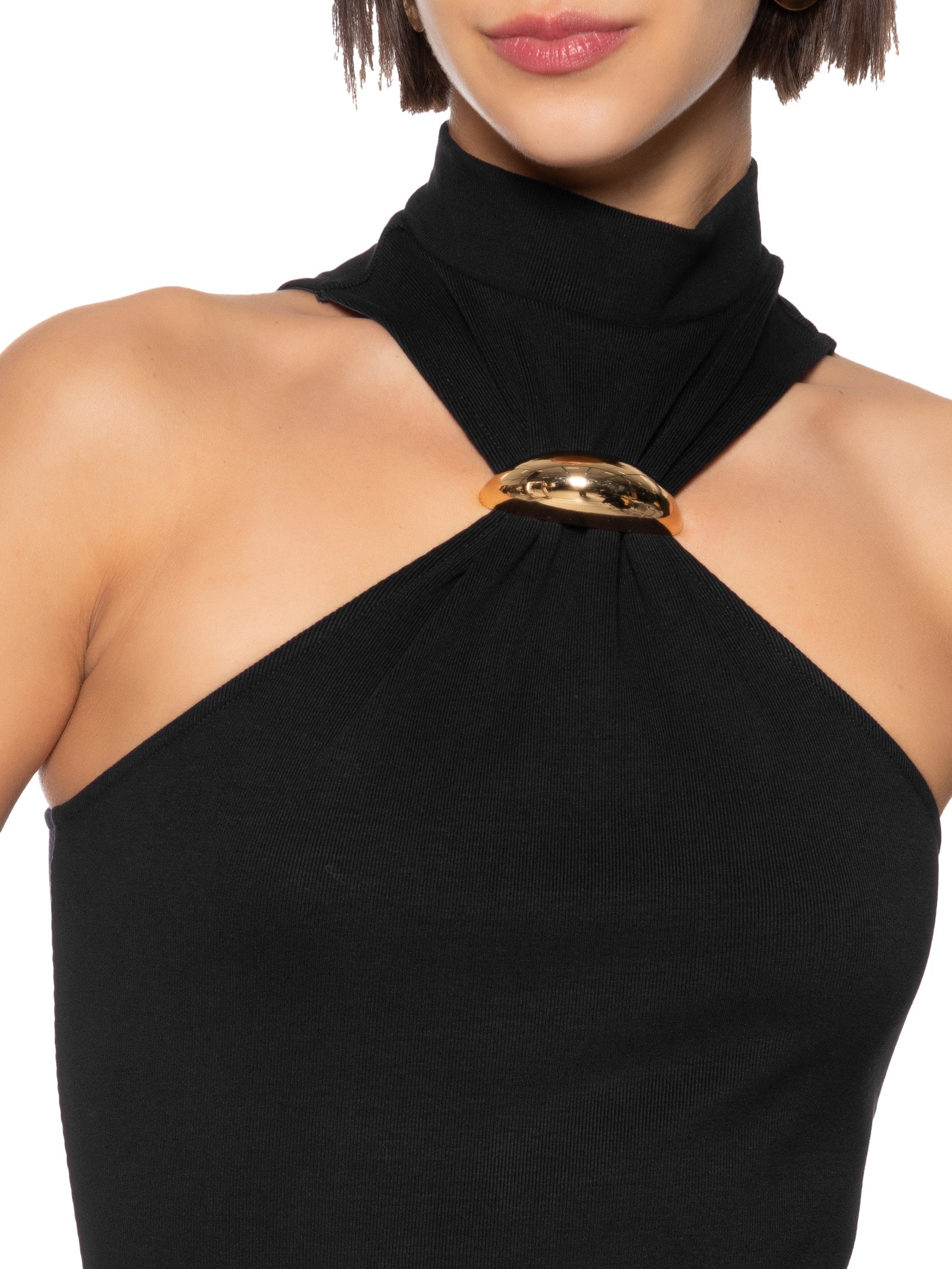 Vestido Curto Sem Manga Preto Lança Perfume