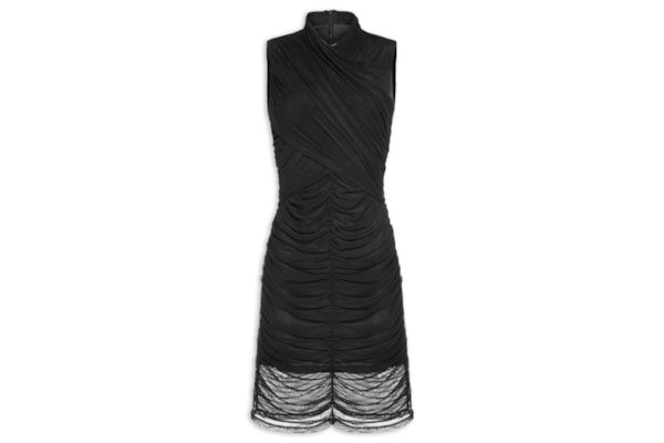 Vestido Curto Sem Mangas Franzido - Preto