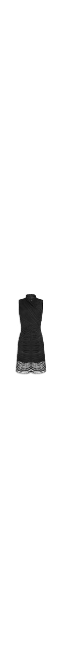 Vestido Curto Sem Mangas Franzido - Preto
