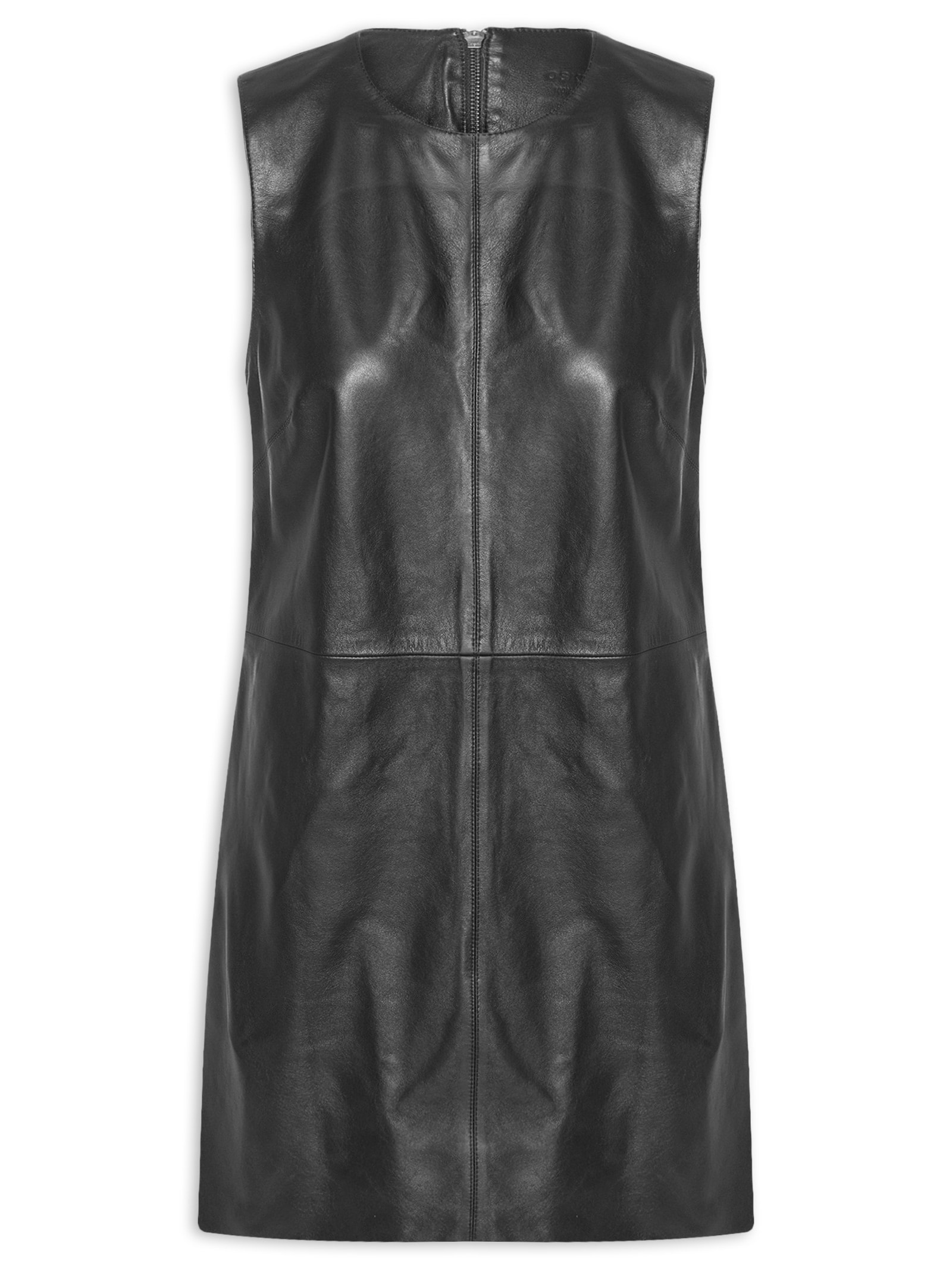 Vestido Curto Sleeveless Couro Preto Osklen