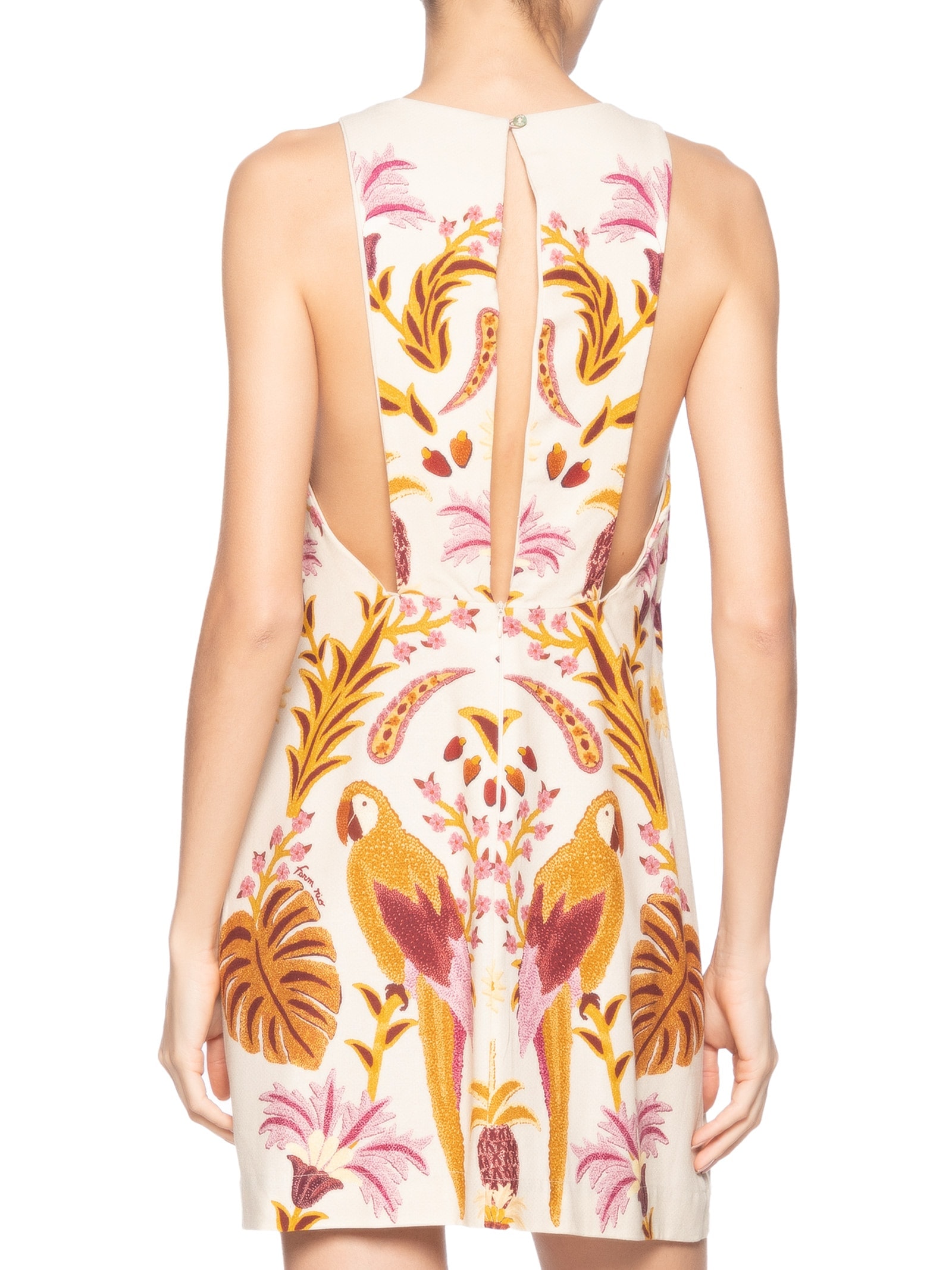 Vestido Curto Tapeçaria Tropical Bege Farm