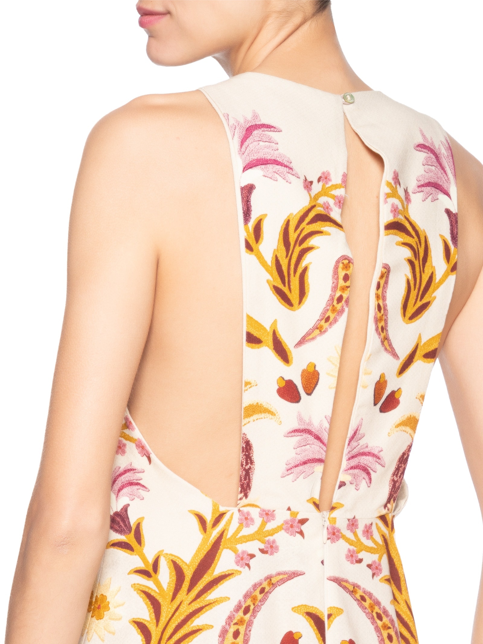 Vestido Curto Tapeçaria Tropical Bege Farm