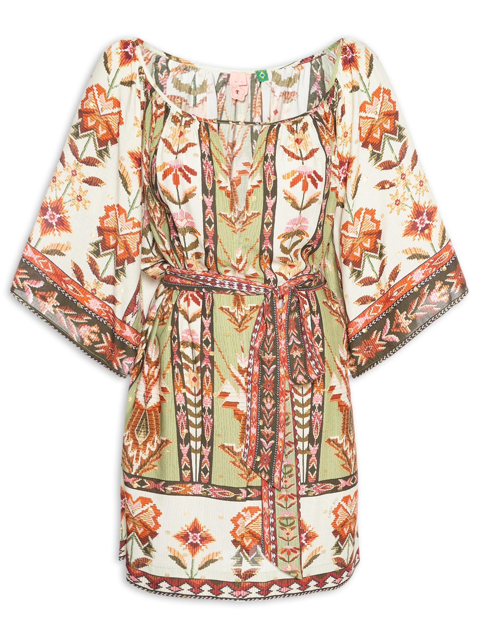 Vestido Curto Tapete de Cor Verde Farm