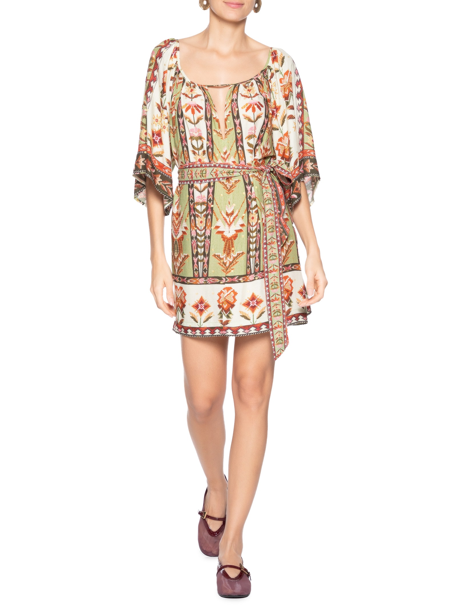 Vestido Curto Tapete de Cor Verde Farm