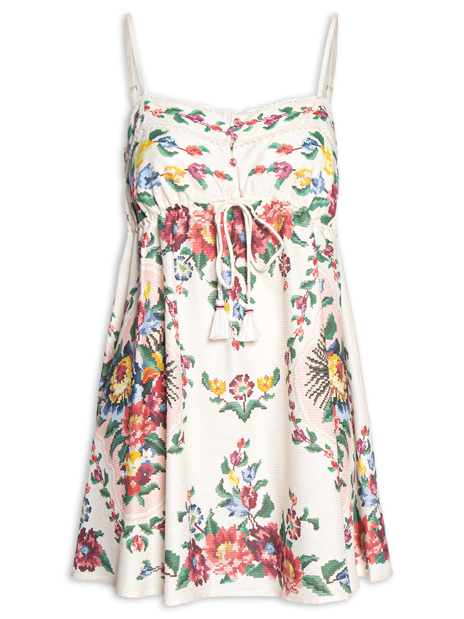 Vestido Curto Tapete De Flor Off White Farm